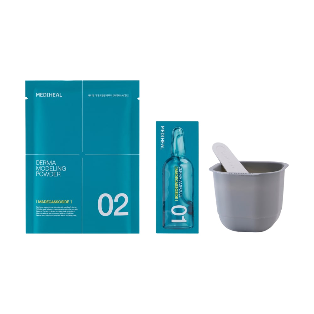 MEDIHEAL DERMA MODELING PACK MADECASSOSIDE BLEMISH STEP1:2ML/STEP2:28G*SPATULA+MIXINGBOWL