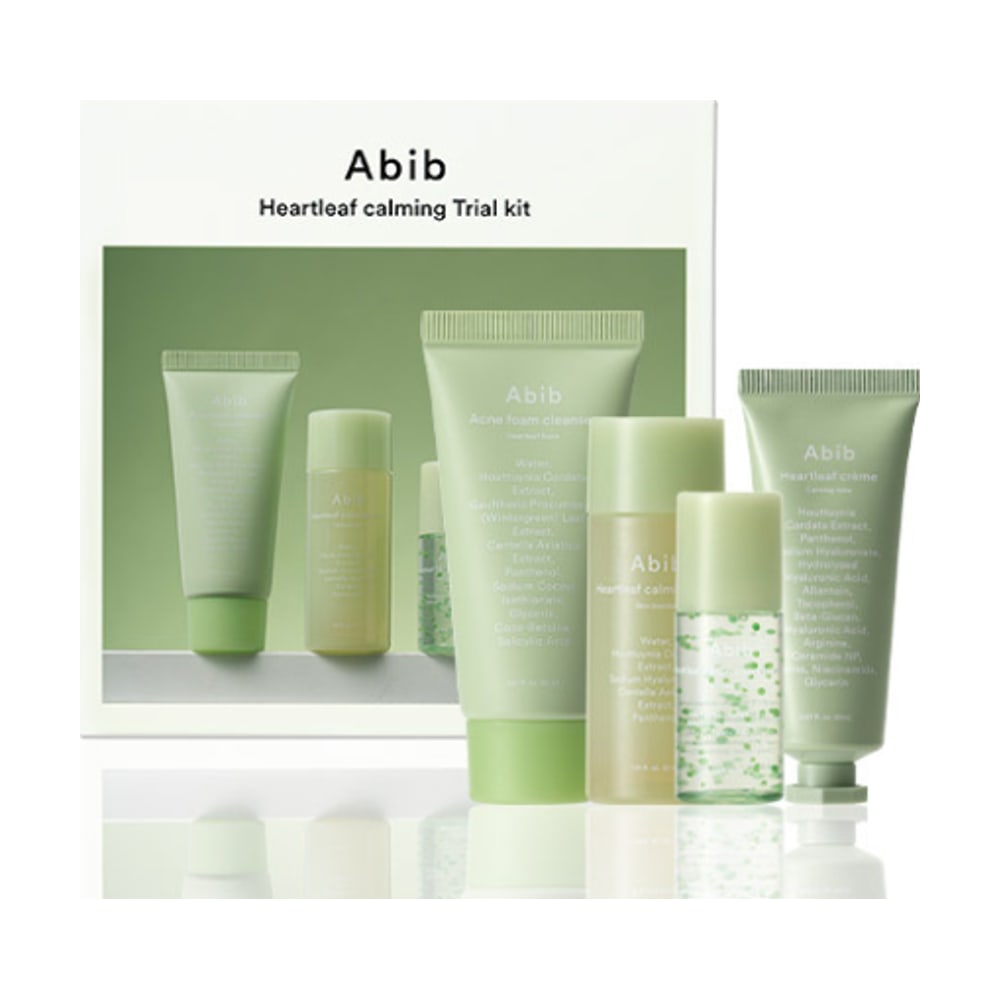 ABIB HEARTLEAF CALMING TRIAL KIT(HEARTLEAF FOAM 30ML + CALMING TONER 30ML + TECA CAPSULE SERUM 15ML + CRèME 20ML)
