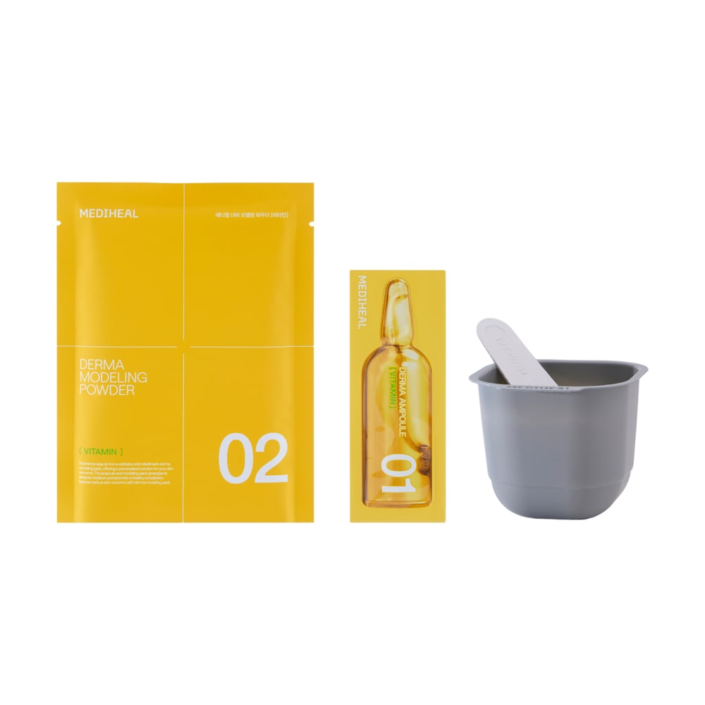 MEDIHEAL DERMA MODELING PACK VITAMIN BRIGHTENING STEP1:2ML/STEP2:28G*SPATULA+MIXINGBOWL