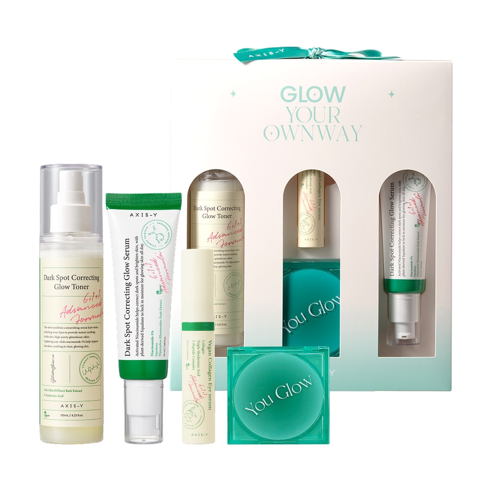 [EOY 2024] AXIS-Y GLOW YOUR OWN WAY LIMITED EDITION SET DARK SPOT CORRECTING GLOW TONER 125ML DARK SPOT CORRECTING GLOW SERUM 50ML VEGAN COLLAGEN EYE SERUM 10 ML