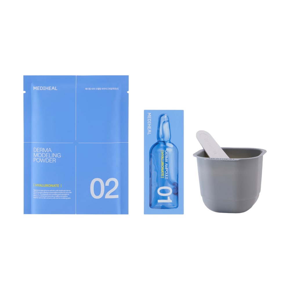 MEDIHEAL DERMA MODELING PACK HYALURONATE MOISTURE STEP1:2ML/STEP2:28G*SPATULA+MIXINGBOWL
